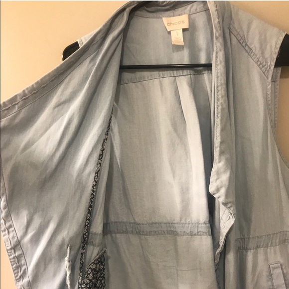Chico’s chambray light denim drape vest - Picture 7 of 8